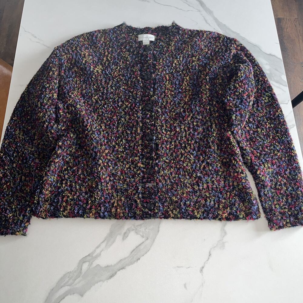 Northern Isles Multicolored Cardigan Sweater Wool Blend Soft Colorful Knit Sz M